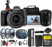 Panasonic LUMIX S1R II Mirrorless Camera 24-105mm & 50mm Dual Lens Bundle | For Photography & Video | 6K Video | 47MP Full-Frame Sensor | V-Log | OLED Viewfinder + 64GB Memory Card + More
