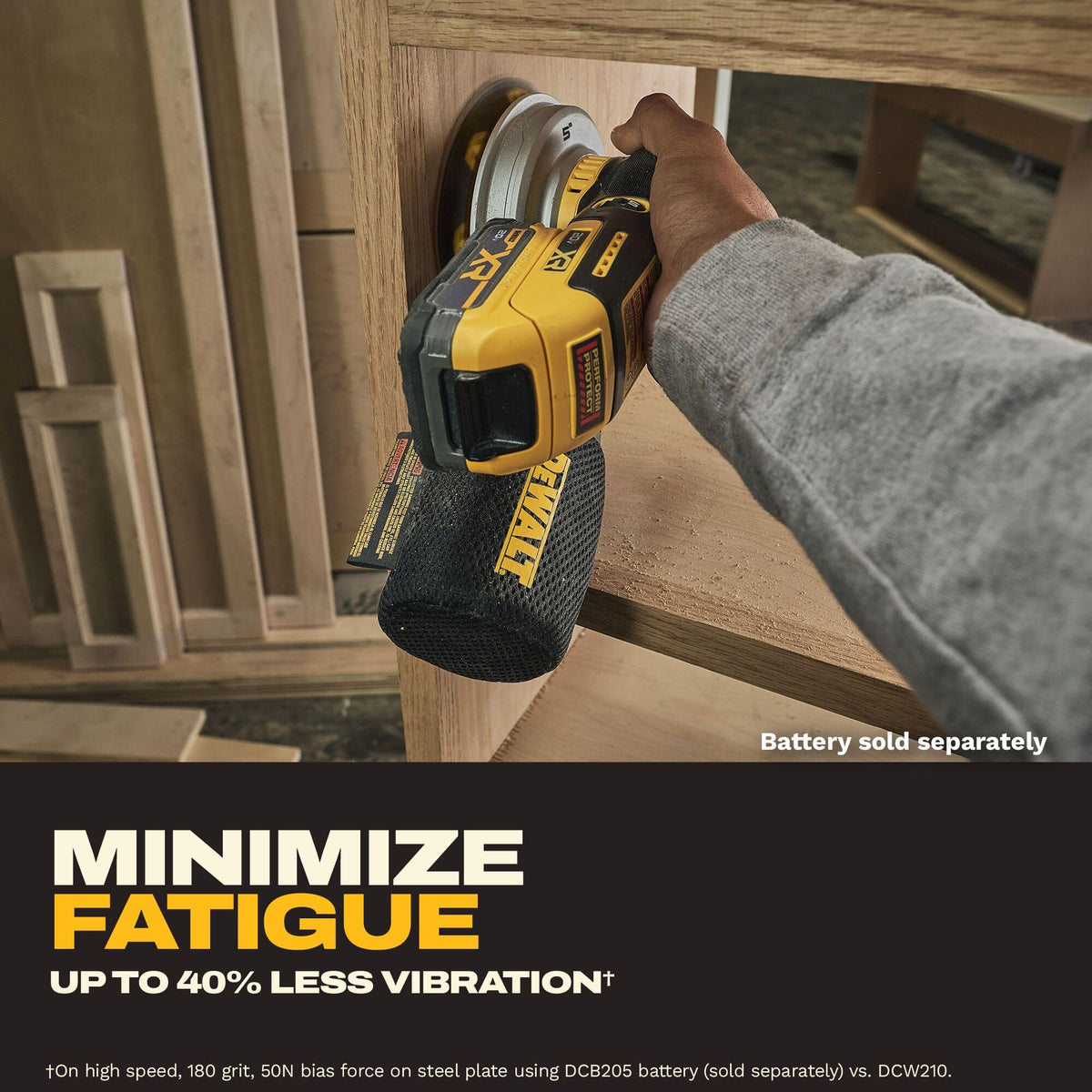 Sander, 20V MAX XR 5 in Random Orbital Sander, Cordless () by DEWALT – Black, Yellow, Model DCW211B