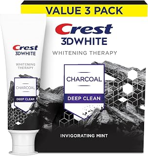 Crest 3D White Whitening Therapy Charcoal Deep Clean Invigorating Mint Teeth Whitening Toothpaste, 4.6 oz Pack of 24, Anticavity Fluoride Toothpaste, Gently Brightens Teeth, Strengthens Enamel