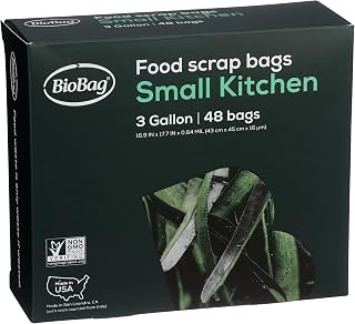 BioBag (USA), The Original Compostable Bag, 3 Gallon, 576 Total Count (12 Boxes of 48 Count), 100% Certified Compostable Kitchen Food Scrap Bags, Kitchen Compost Bin Compatible, Value Pack