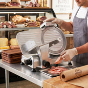 9' Gravity-Feed Meat Slicer by Global Solutions – 17" x 15" x 13", Stainless Steel, Model GS1600