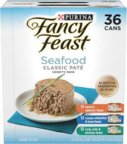 Fancy Feast Purina Seafood Pate Wet Cat Food Variety Pack - (36) 3 oz Cans