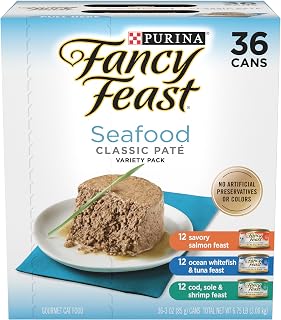 Fancy Feast Purina Seafood Pate Wet Cat Food Variety Pack - (36) 3 oz Cans