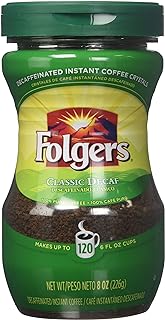 Folgers Classic Decaf Instant Coffee 8 oz (Pack of 12)