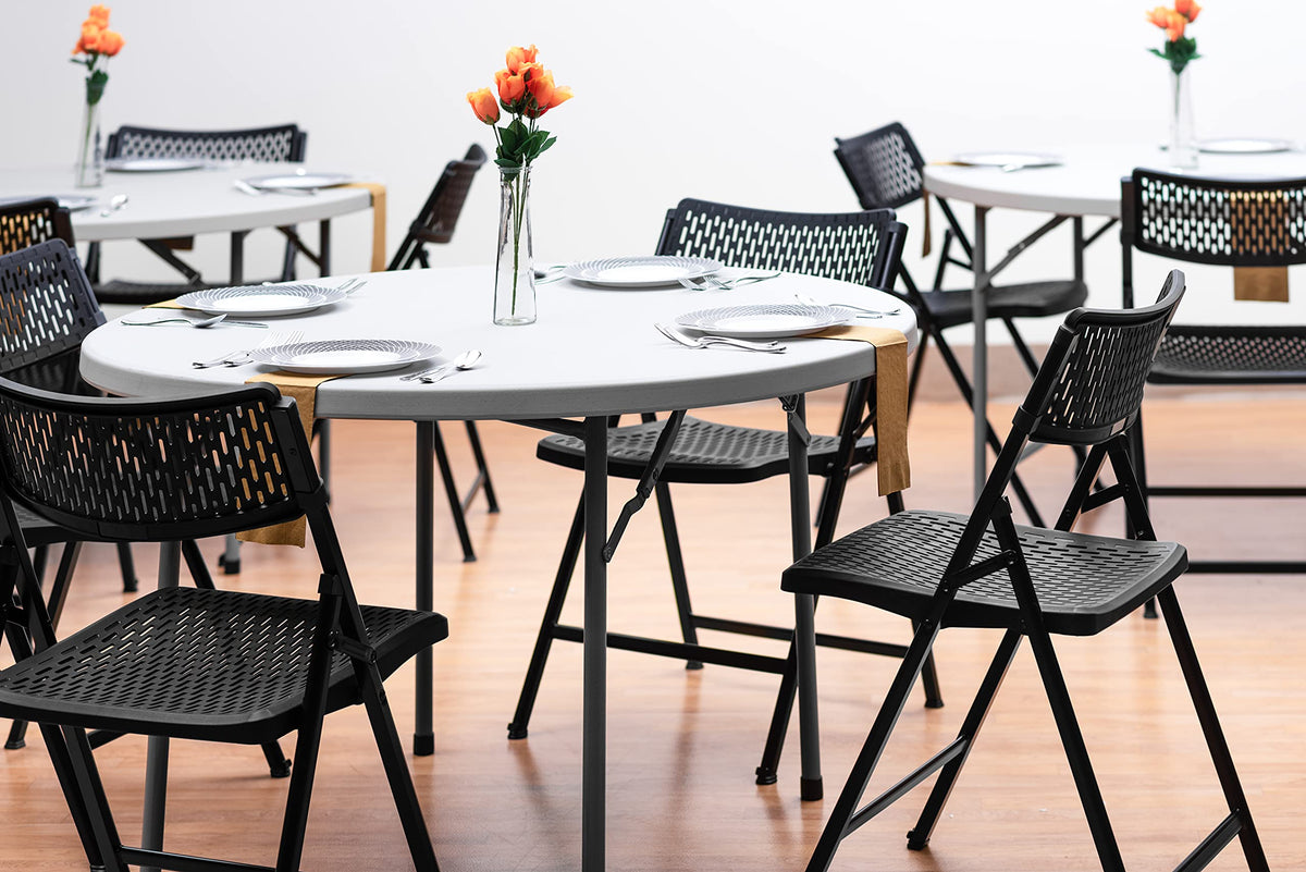 NPS Airflex Series Premium Polypropylene Folding Chair by National Public Seating – Alloy Steel, Black, Model 1410
