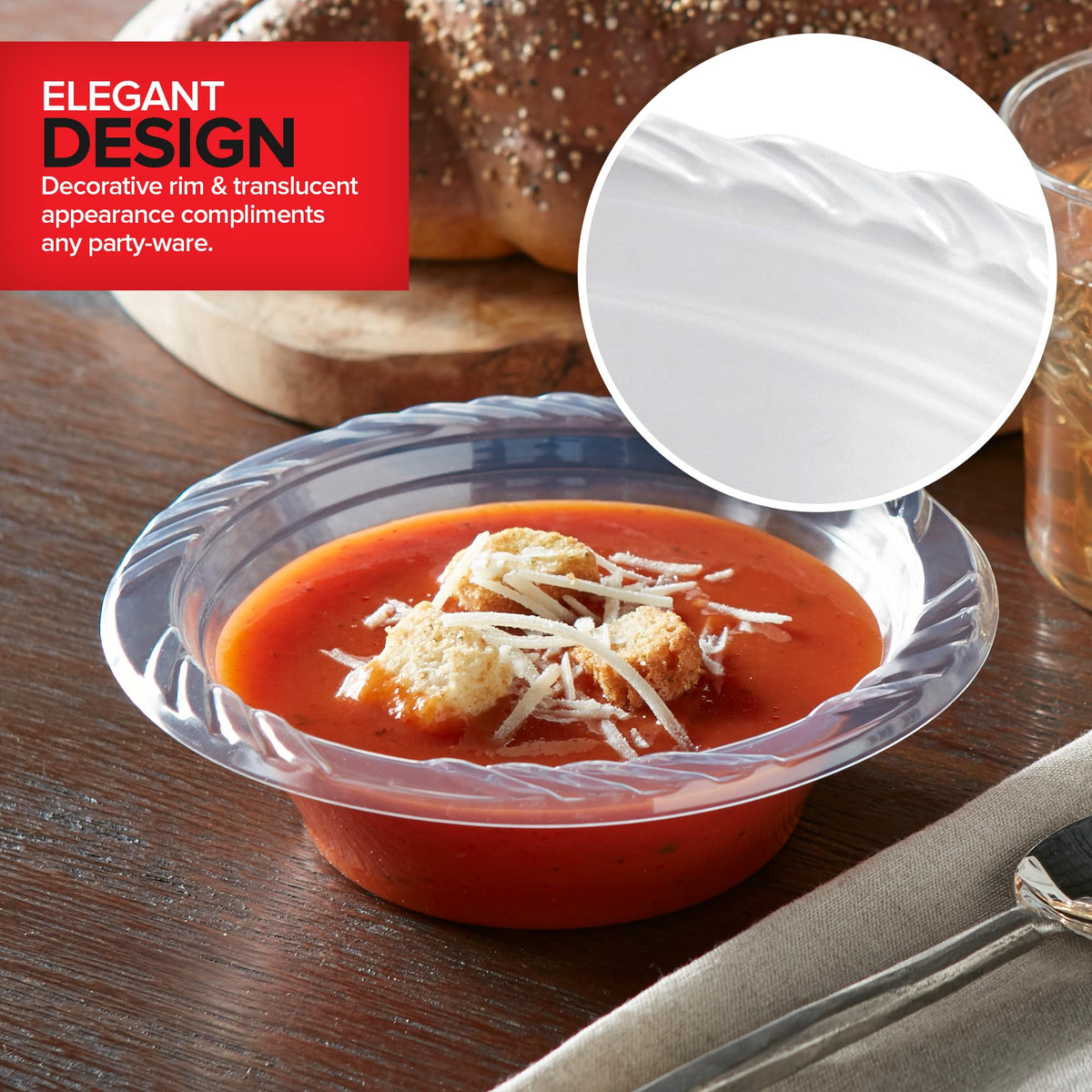 120 Pack 12 oz Elegant Clear Plastic Bowls for Parties Small Disposable Bowl for Fancy Dinner or Cocktail Party by Stock Your Home – 12 oz Bowl, 12.0 ounces, Plastic, Clear