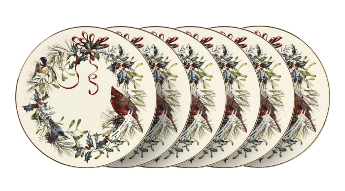 Lenox Winter Greetings Porcelain Dinner Plates, 10.75 Inch, Set of 6