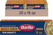 Barilla Whole Grain Thin Spaghetti Pasta, 100% Whole Grain, 16oz. (20PK)