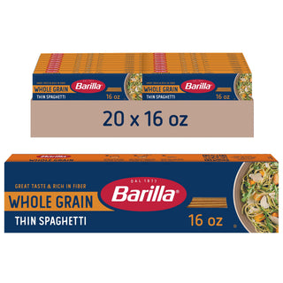 Whole Grain Thin Spaghetti Pasta by Barilla – 16 Ounce (Pack of 20), Pack of 20