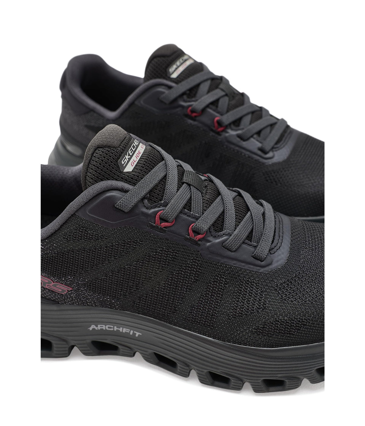 Men's Arch Fit Glide-Step Wave Bremet by Skechers – Mesh, Black/Red, Model 233488