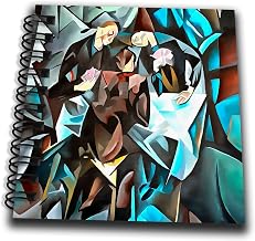 Mini Notepad 4 x 4 inch - Three Men Playing Cards Geometric Art After Rockline Acrylic Art - Card Players