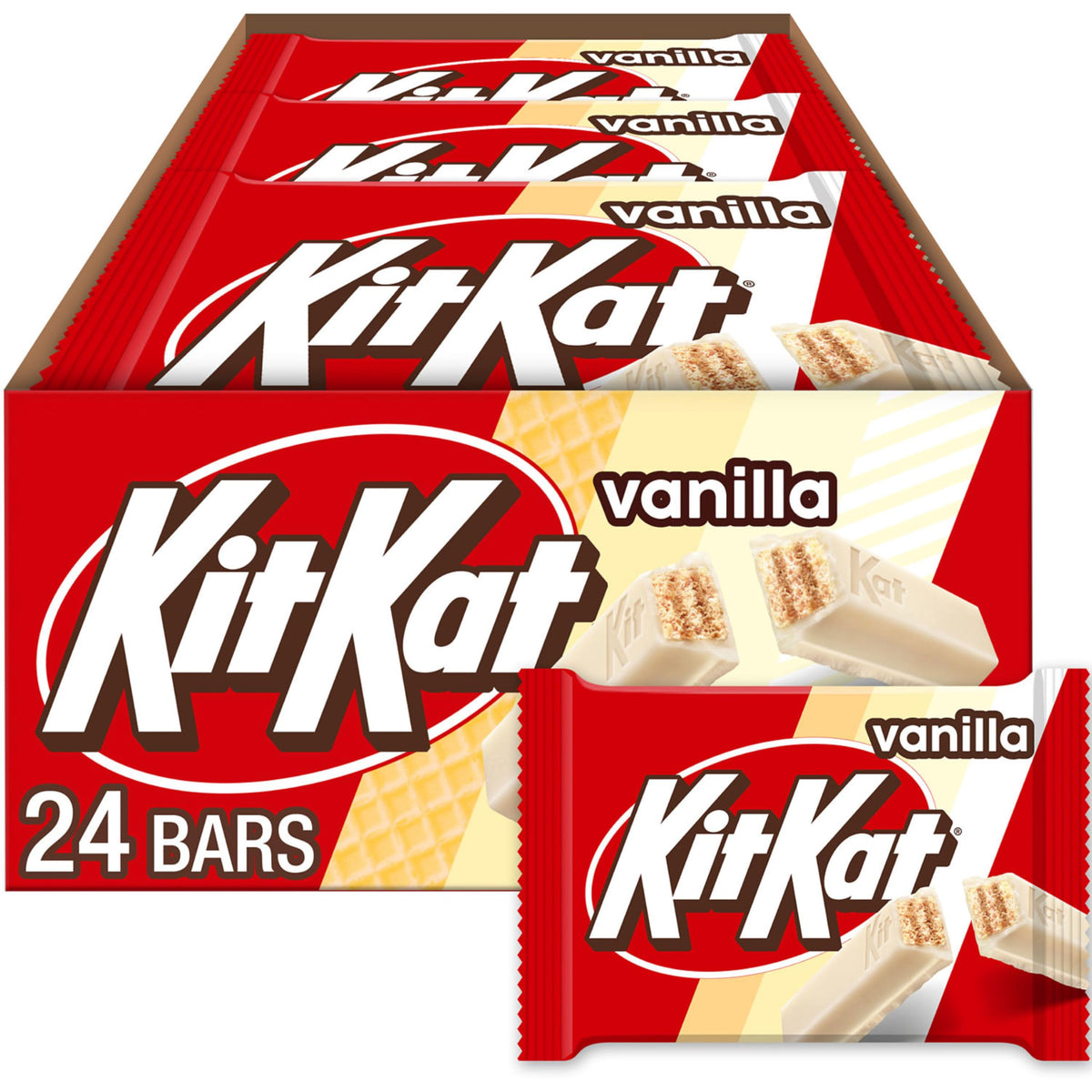Vanilla Flavored Wafer Candy Bars by Kit Kat – 1.5 oz, Pack of 24