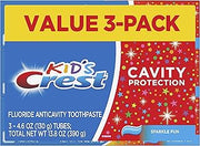 Kid's Cavity Protection Toothpaste, Crest Kids Toothpaste, For Children And Toddlers 2+, Sparkle Fun, 4.6 Oz (Pack of 3), Toothpaste For Kids, Packaging may vary