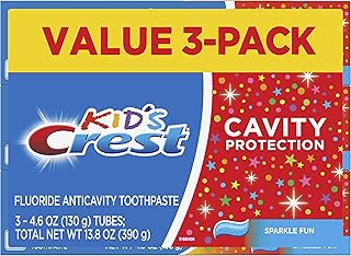 Kid's Cavity Protection Toothpaste, Crest Kids Toothpaste, For Children And Toddlers 2+, Sparkle Fun, 4.6 Oz (Pack of 3), Toothpaste For Kids, Packaging may vary