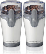 Fresh Grind Electric Coffee Grinder for Beans by Hamilton Beach – Makes up to 12 Cups (Pack of 2), 12.0 cups, Stainless Steel, White, Pack of 2