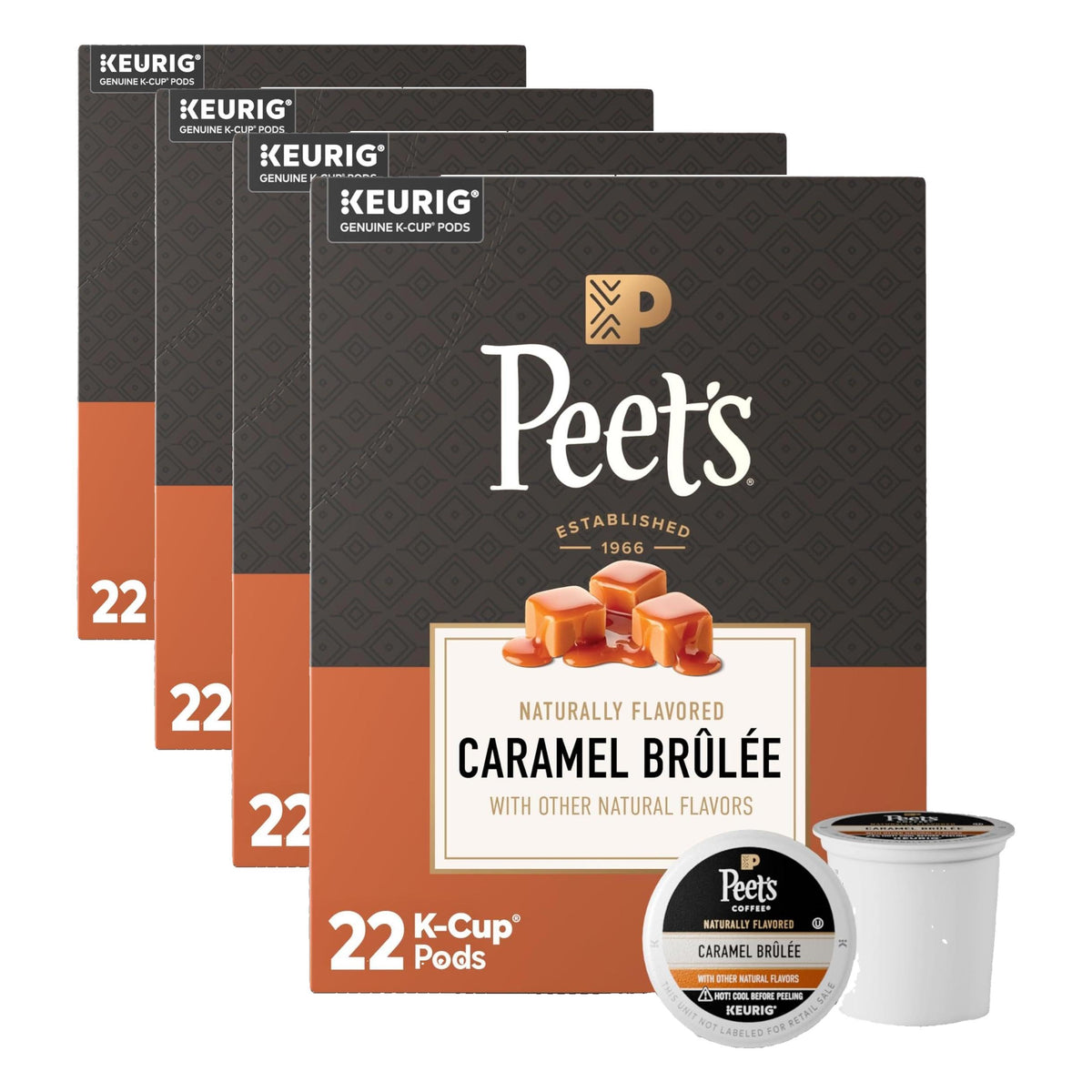 Peet's Coffee Caramel Brûlée / 22 Count (Pack of 4) / 4 Single-Serve Capsules & Pods