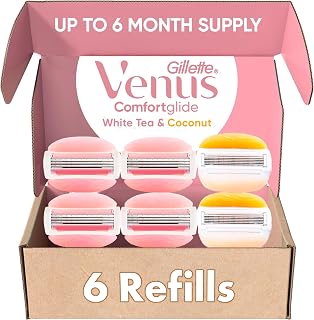 ComfortGlide White Tea 4 count, with Gillette Venus ComfortGlide plus Olay 2 count, Women's Razor Blade Refills