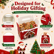 AstraVox Christmas Cookie Gift Boxes, 24 Pack with Handles, Multicolor
