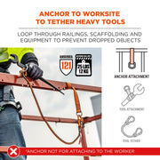 Squids 3174 Tool Tethering Cross Arm Anchor Strap by Ergodyne – Polyester, Orange, Model 19174