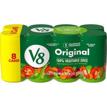 Original 100% Vegetable Juice by V8 – 5.5 Fl Oz (Pack of 8), 100% Vegetable, Model 200000026844
