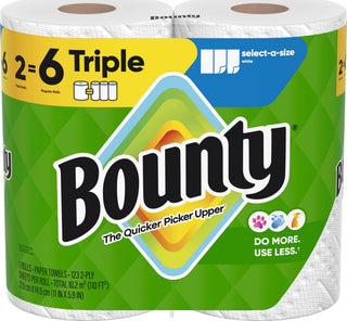 Select-A-Size Paper Towels by Bounty – 2 Rolls (123 Sheets), Paper, White, Pack of 2, Model P_5466