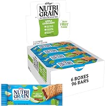 Nutri-Grain Breakfast Bars, Made with 14g Whole Grains, Kids Snacks, Apple Cinnamon (6 Boxes, 96 Bars)