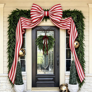 Zesua Giant Holiday Bow, 6.5 Feet, Red and White Striped