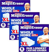 Mr. Clean Magic Eraser Sponge, All Purpose Cleaner, Long Lasting Cleaning Scrubber,Wall,Sneaker,Oven, Kitchen, Bathroom Cleaner, Shower Cleaning Supplies, Whole Home Extra Durable XL, 6ct (Pack of 3)