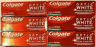 Colgate Optic White Toothpaste - Stain Fighter - Fresh Mint Gel - Net Wt. 4.2 OZ (119 g) Per Tube - Pack of 6 Tubes