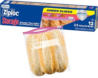 Ziploc 2.5 Gallon Jumbo Storage Slider Bag, Power Shield Technology, 12 count (Pack of 12)