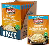 Idahoan Buttery Golden Selects Mashed Potatoes, Family Size, Naturally Gluten-Free, 100% Real Idaho Potatoes, 8 Servings Per Bag, 8.2 Ounces (Pack of 8)