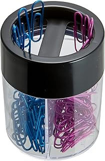 Officemate Magnetic Clip Dispenser, Large/Round, 200 Clip Capacity, Black/Smoke (93692)