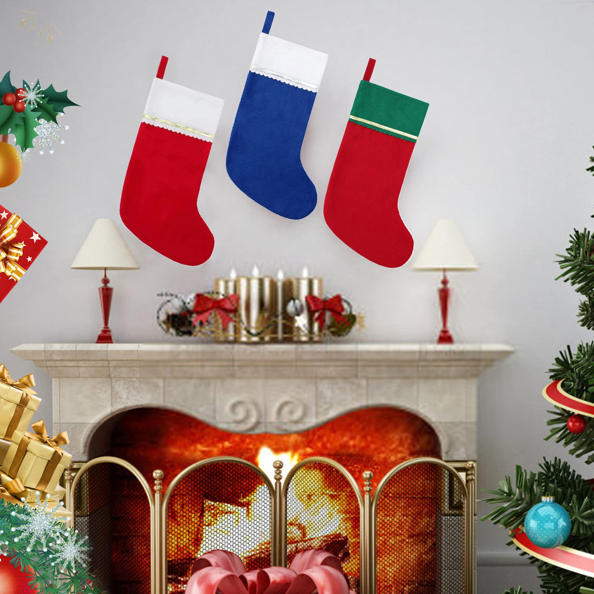 Tokforty Candy Cane Christmas Stockings, 19 Inch, 12 Pack Red and White