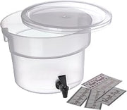 Carlisle FoodService Products Round Beverage Dispenser Drink Dispenser with Spigot for Catering, Plastic, 3 Gallons, Clear