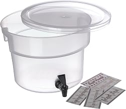 Carlisle FoodService Products Round Beverage Dispenser Drink Dispenser with Spigot for Catering, Plastic, 3 Gallons, Clear