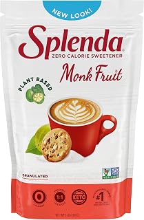 SPLENDA Monk Fruit Zero Calorie Plant Based Granulated Sweetener, 3 Pound Resealable Bag