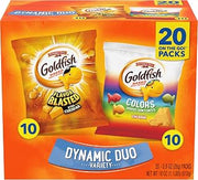 Goldfish Dynamic Duo Variety Pack, Colors Cheddar & Flavor Blasted Xtra Cheddar, Snack Packs, 20 Ct