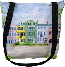Betsy Drake TY540M 16 x 16 in. Rainbow Row Tote Bag - Medium