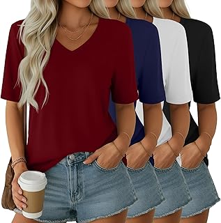 4 Pack Women's Half Sleeve V Neck Tops