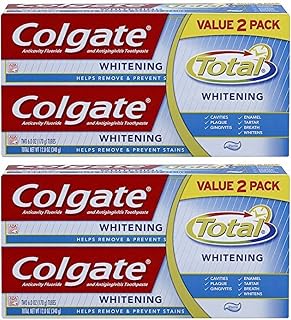 Colgate Total Whitening Toothpaste - Paste - Value 2 Pack - Pack of 2 Packages (Total of 4 Tubes)