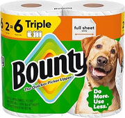 Bounty Full Sheet Paper Towels, White, 2 Triple Rolls : 6 Regular Rolls (Packaging May Vary) (Pack of 12)