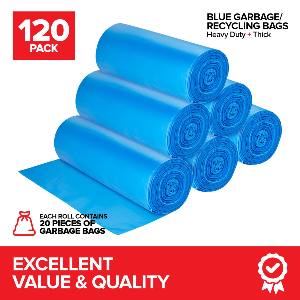 Stock Your Home 120 / 1 Count (Pack of 120) / Blue Trash Bags