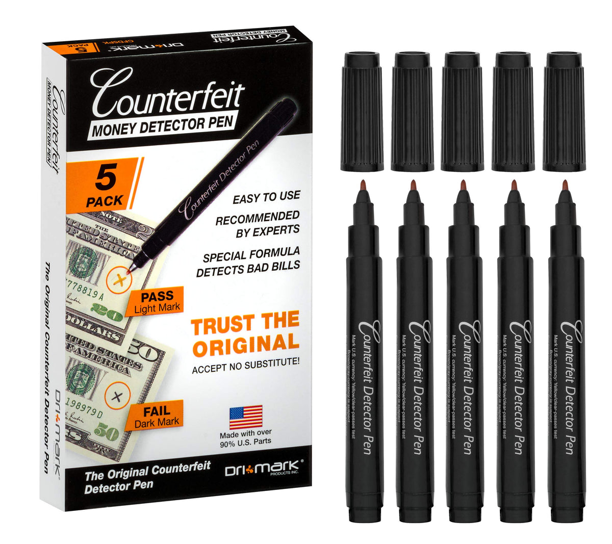 Counterfeit Bill Detector Marker Pen by Dri Mark – Model CFD5PK