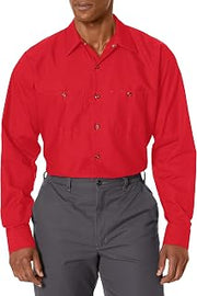 Red Kap Long Sleeve Industrial Solid Work Shirt Red Medium - 5 Pack