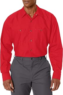 Red Kap Long Sleeve Industrial Solid Work Shirt Red Medium - 5 Pack
