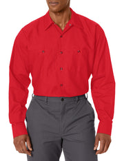 Long Sleeve Industrial Solid Work Shirt Red Medium - 5 Pack by Red Kap – Cotton, Red, Pack of 5, Model SP14