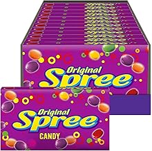 Wonka Spree Original Hard Candy, 5 Ounce Theater Candy Boxes (Pack of 12) | Grape, lemon, lime, cherry, orange, sweet outside tart core, concession box, movie night, party, sharing, nostalgic