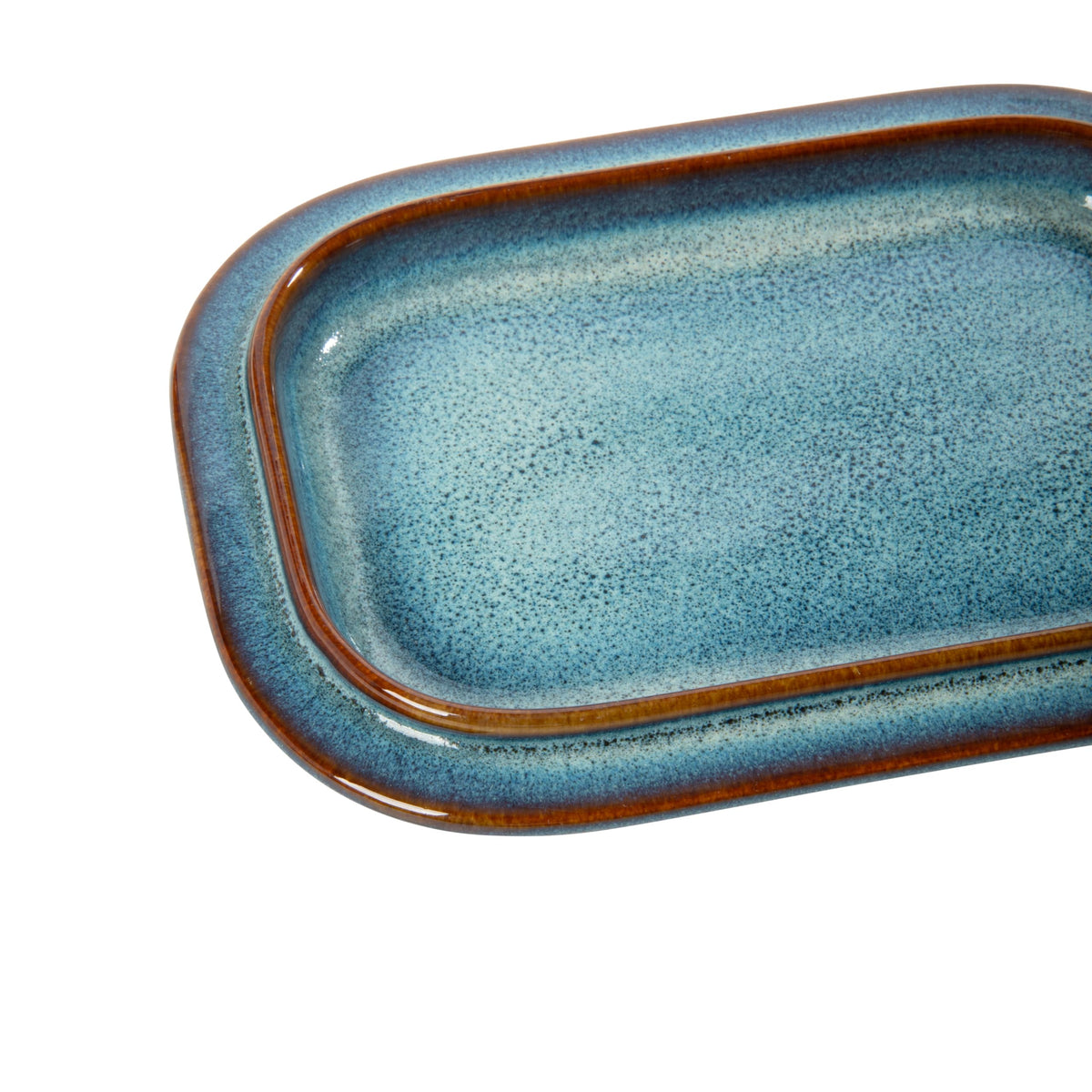 Gibson Elite Stoneware Butter Keeper with Lid, Blue Reactive Glaze, 6 Inch