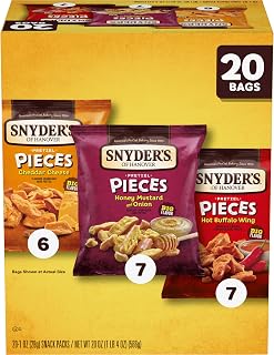 Snyder's of Hanover Variety Pack of Pretzel Pieces, Individual Packs, 20 Ct