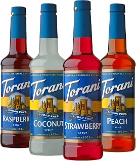 Torani Sugar Free Drink Syrup Soda Flavors Variety Pack, 25.4 fl oz, 4 Pack